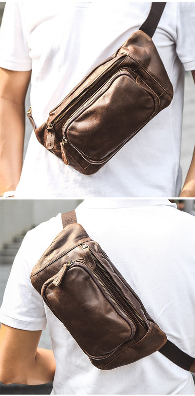 Bolsa Pecho Cuero Genuino Estilo Retro para Hombre - Image 13