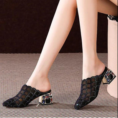 Sandalias Baotou con Tacón Grueso y Malla Transpirable para Mujer - Image 8