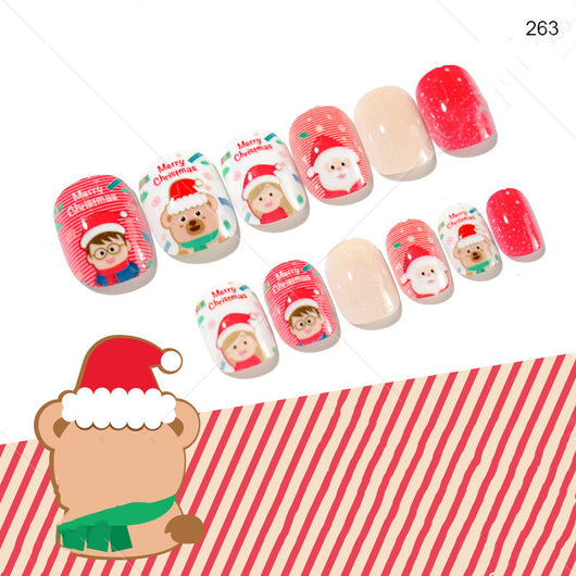 Uñas Postizas Navideñas para Niñas - Set 24 Piezas Listas para Usar - Image 4