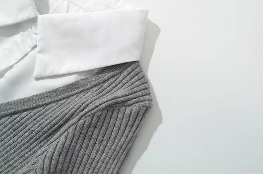 Suéter Preppy Falso Dos Piezas para Otoño e Invierno - Image 28