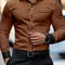 Camisa Casual de Manga Larga con Bolsillo y Color Liso para Hombre