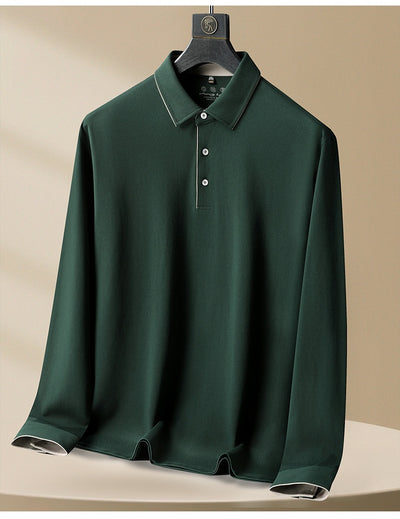 Polo Casual de Algodón Manga Larga Talla Grande para Hombre - Image 19