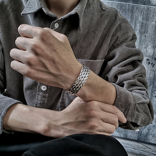 Pulsera de Plata Esterlina Tejida a Mano para Hombre