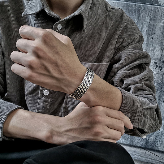 Pulsera de Plata Esterlina Tejida a Mano para Hombre