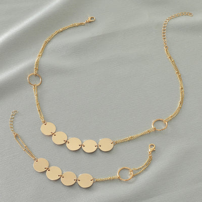 Conjunto de Collar y Pulsera Retro Disco Metálico - 2 Piezas - Image 7