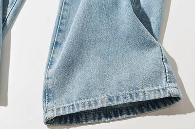 Pantalón Denim Cintura Alta Pierna Ancha con Detalle Oblicuo - Image 10