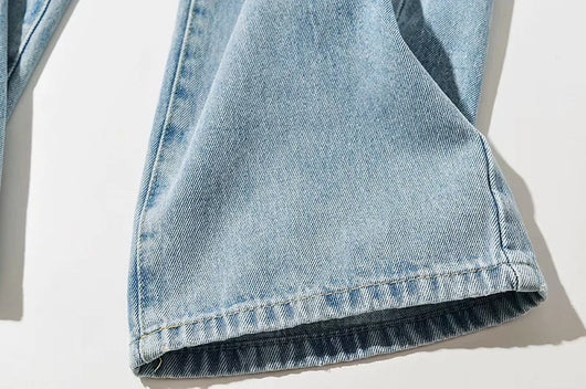 Pantalón Denim Cintura Alta Pierna Ancha con Detalle Oblicuo - Image 10