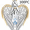 Dorado Sliver Crystal Rhinestone Heart-shaped Design Angel Wings Sweater Chain Pendants Necklaces For Women Angle Girl Gift Blanco 100PC