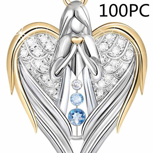 Collar Colgante de Alas de Ángel con Corazón de Cristal y Rhinestones en Oro y Plata para Mujer - Image 6