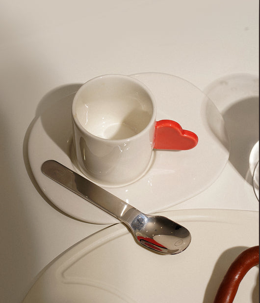 Juego de Taza y Plato Artesanal Corazón Coffee
