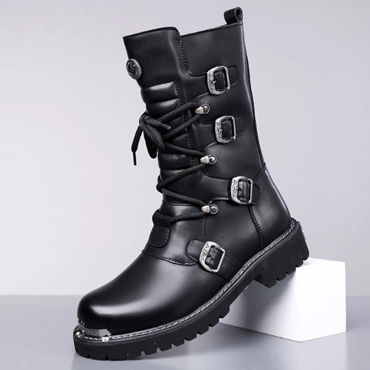 Botas Altas de Invierno para Hombre Estilo Ecuestre Vintage Denim Británico - Image 4
