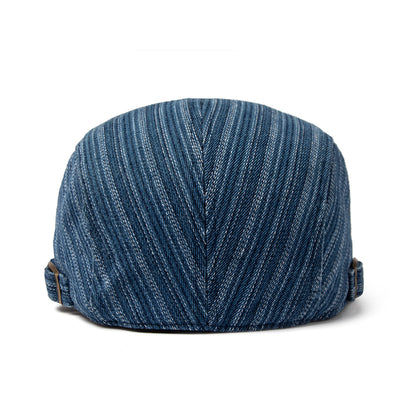Boina Retro de Algodón Denim Lavado con Costura Británica para Hombre - Image 3