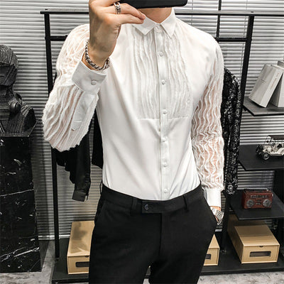 Blusa Slim Coreana con Encaje Calado y Costuras Decorativas - Image 8