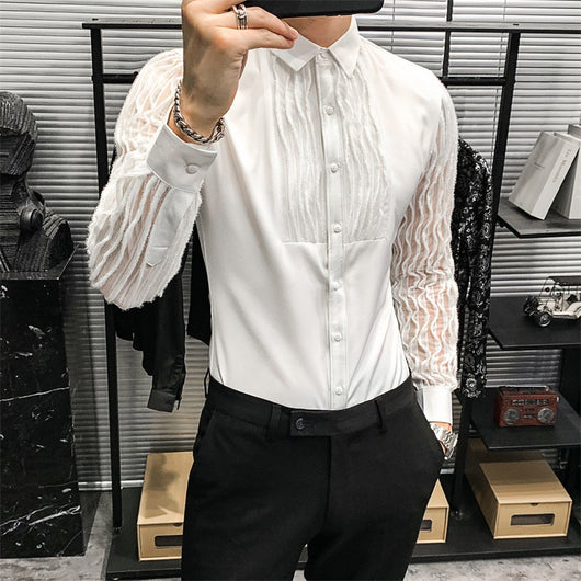 Blusa Slim Coreana con Encaje Calado y Costuras Decorativas - Image 8