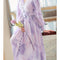 Vestido Largo Escote V Tie-dye Púrpura Estilo Suave
