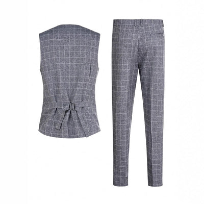 Chaleco y Pantalón de Vestir a Cuadros para Hombre - Conjunto Ejecutivo de 2 Piezas - Image 4