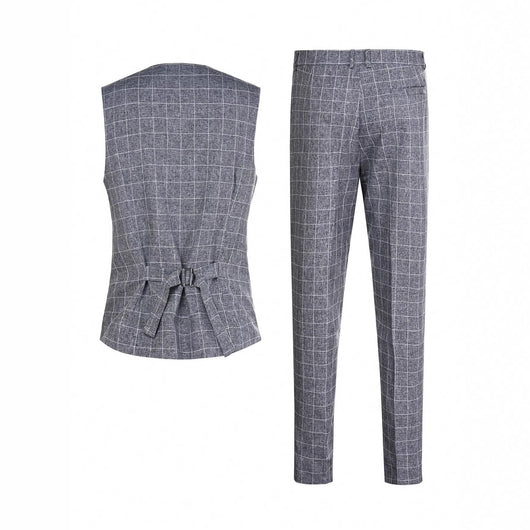 Chaleco y Pantalón de Vestir a Cuadros para Hombre - Conjunto Ejecutivo de 2 Piezas - Image 4