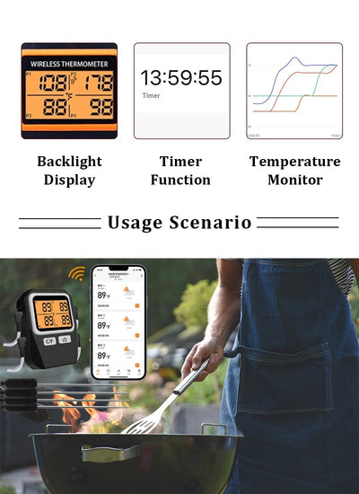 Termómetro Inalámbrico Bluetooth para Parrilla y Horno con 4 Sensores - Image 8