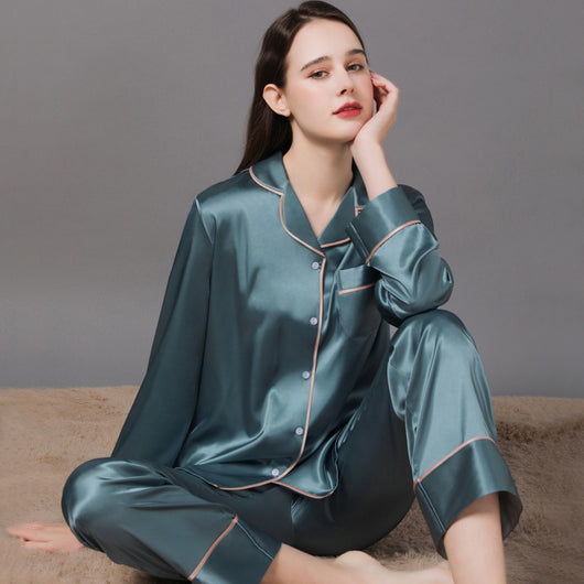 Pijama de Seda para Parejas Primavera Otoño - Image 4