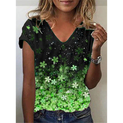 Playera Cuello V Estampado Geométrico Abstracto - Image 4