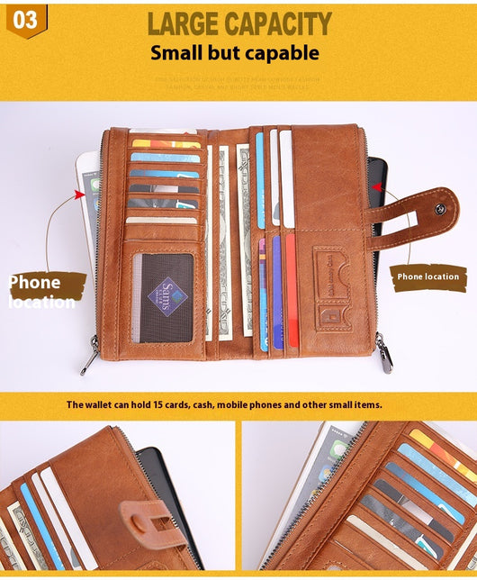Cartera Larga de Cuero para Mujer Estilo Retro con Protección RFID - Image 15