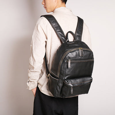 Mochila de Cuero para Laptop 14 pulgadas - Bolsa de Viaje Profesional Outdoor - Image 4