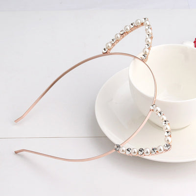 Diadema de Orejas de Gato con Perlas y Diamantes - Image 4