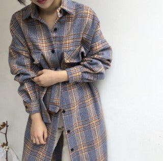 Chaqueta Larga Cuadros Casual para Mujer - Image 7