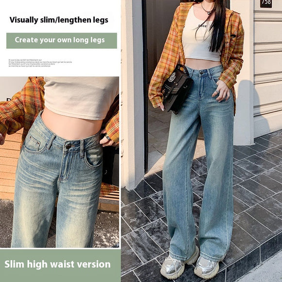 Calça Jeans Glacial Azul Perna Larga - Coleção Primavera Feminina