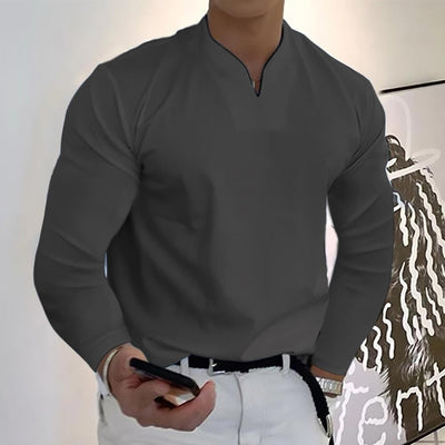 Camiseta Manga Larga Cuello V Transpirable para Hombre - Image 15