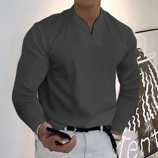 Camiseta Manga Larga Cuello V Transpirable para Hombre - Image 15