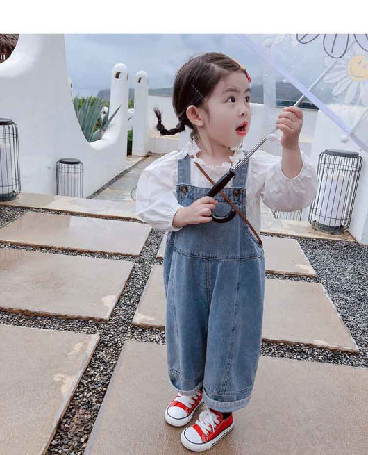 Pantalones Denim Infantiles con Tirantes para Otoño - Image 3