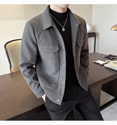 Blazer de Lana Corto para Hombre con Solapa Slim Fit Invierno - Image 9