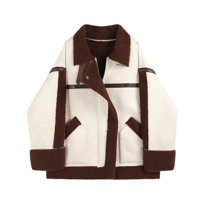 Abrigo de Piel de Cordero Retro Grueso y Suelto para Mujer