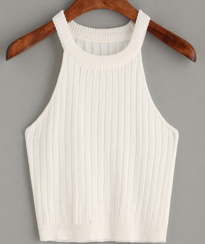 Chaleco Tejido Holgado de Tirantes Anchos - Diseño Minimalista Versátil - Image 2