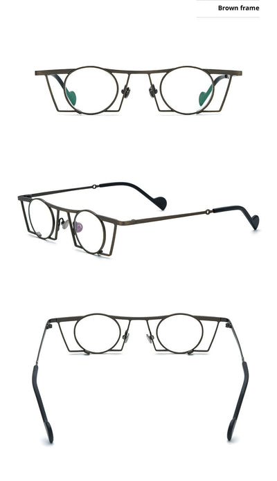Gafas Retro Redondas de Titanio Puro con Combinación de Colores - Image 12