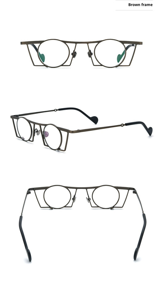 Gafas Retro Redondas de Titanio Puro con Combinación de Colores - Image 12