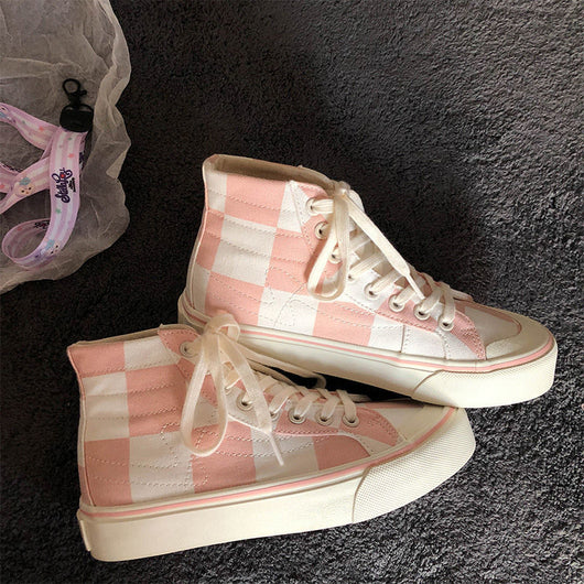 Zapatillas de Lona a Cuadros para Mujer Caña Alta - Image 4
