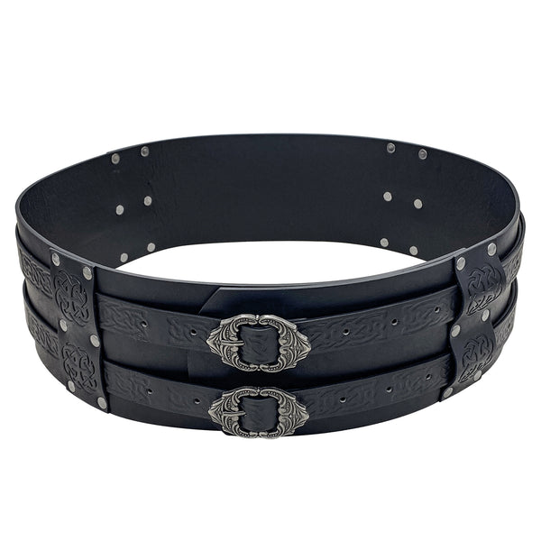 Cinturón Ancho Vikingo Nórdico Retro con Relieve Grabado para Hombre