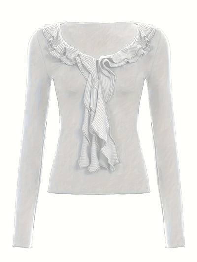 Suéter Vintage con Volantes y Mangas Largas Ajustadas para Mujer - Image 11