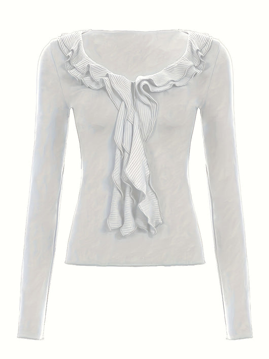 Suéter Vintage con Volantes y Mangas Largas Ajustadas para Mujer - Image 11
