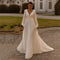 Vestido de Novia Gasa Satinada Escote Profundo Manga Larga