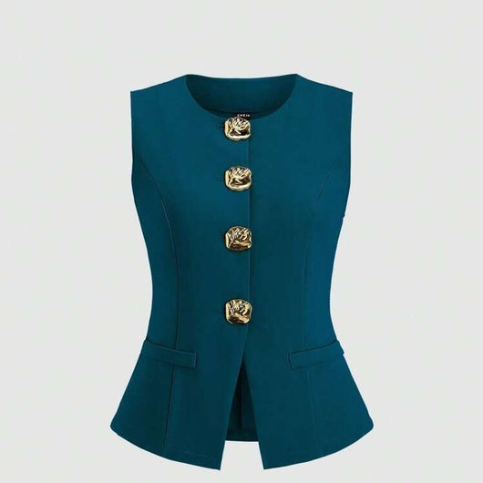 Chaleco Elegante Sin Mangas Cuello Redondo Ajustado a la Cintura - Image 10