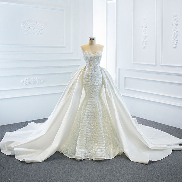 Vestido de Novia Sirena Doble Escote Strapless - Elegancia Soñadora y Silueta Estilizada