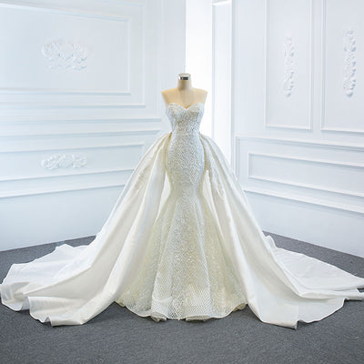 Vestido de Novia Sirena Doble Escote Strapless - Elegancia Soñadora y Silueta Estilizada