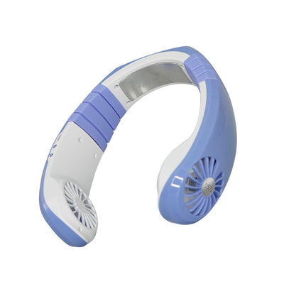 Black NEXFAN hanging neck fan with visible fan grilles and control buttons, designed for hands-free personal cooling. - Image 5