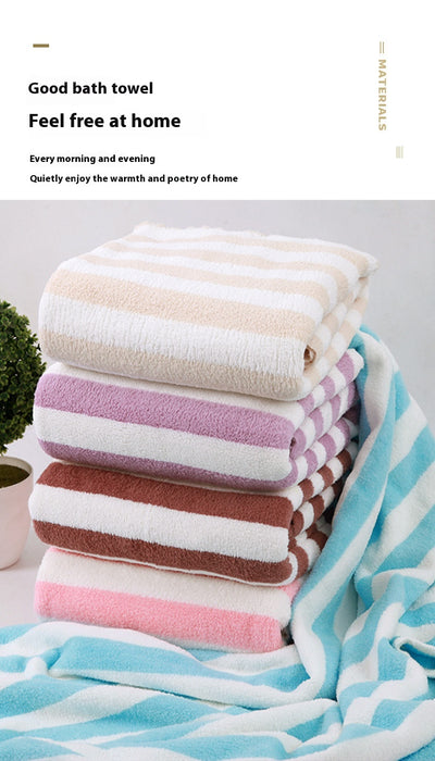 Toalla de Baño Premium Coral Velvet con Rayas Anchas - Edición Mayorista - Image 18