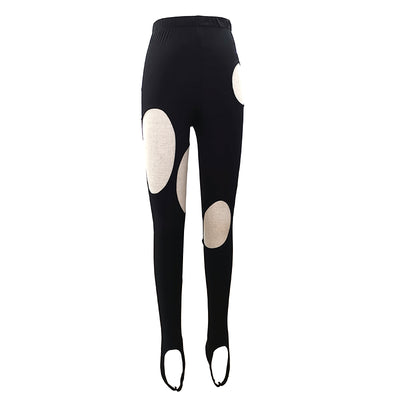 Leggings Geométricos Calados de Diseño Irregular - Image 2