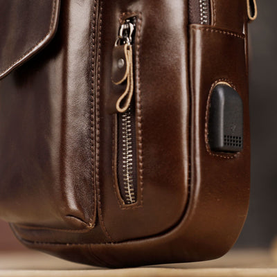 Bolsa Bandolera de Cuero Genuino para Hombre - Estilo Vintage Multifuncional - Image 25