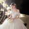 Vestido de Novia Blanco Marfil con Cielo Estrellado y Falda Voluminosa Estilizadora